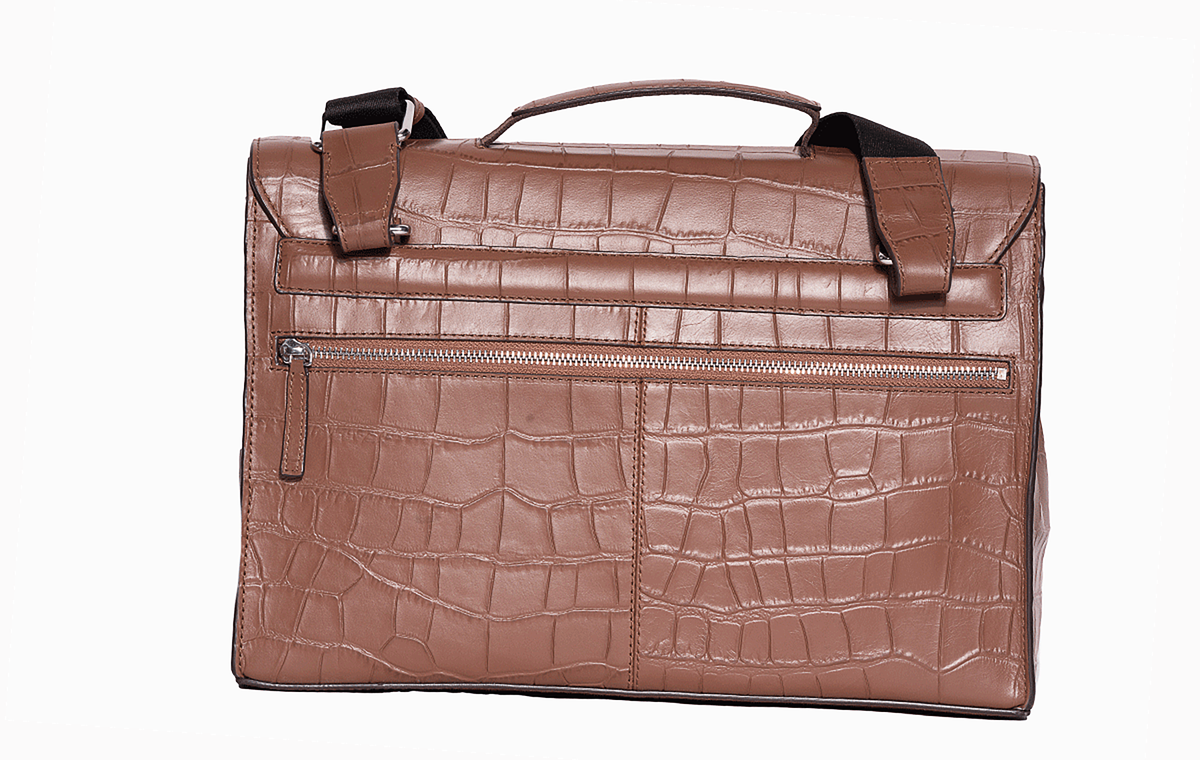 Croco Tan Executive Flap Bag - Luxurious and Professional at Revup Studio