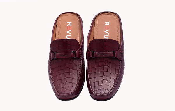 Red Crocodile Leather Slip-ons - Bold and Stylish Footwear at Revup Studio