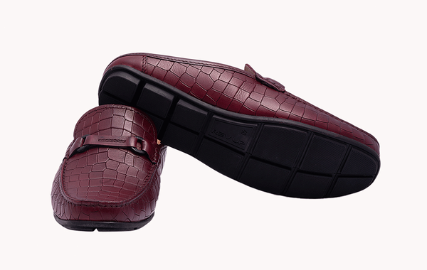 Red Crocodile Leather Slip-ons - Bold and Stylish Footwear at Revup Studio