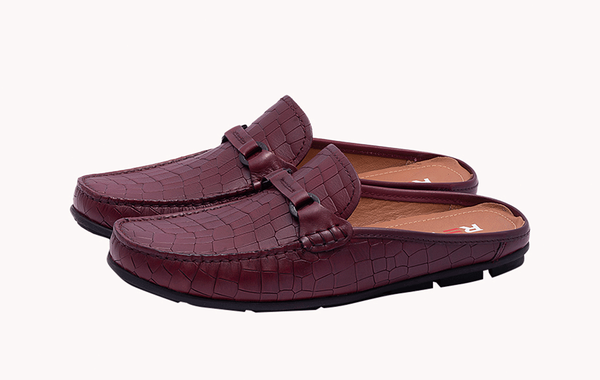 Red Crocodile Leather Slip-ons - Bold and Stylish Footwear at Revup Studio