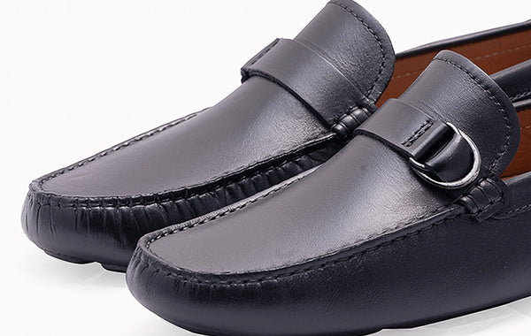 Black Leather DD BUCKLE Loafers - Elegant and Fashionable Footwear at Revup Studio