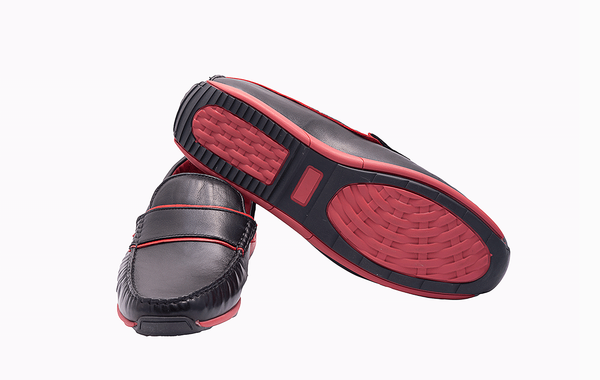 ROB PENNY MOCC Black Loafers with Subtle Red Accent Lines - Stylish Men's Footwear at Revup Studio