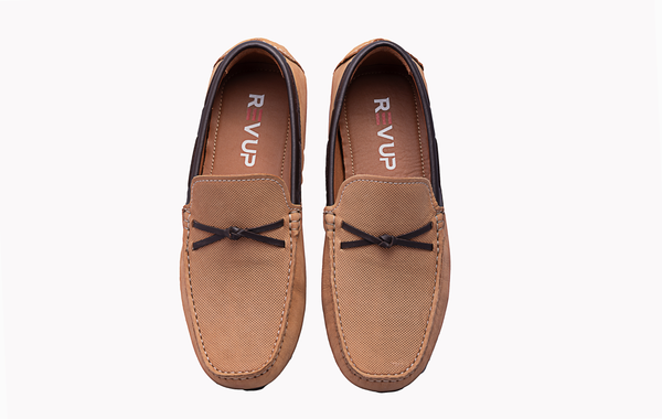 Revup Studio Rich Earthy Brown Leather Loafers with Interlocking Detail - Stylish Men's Footwear