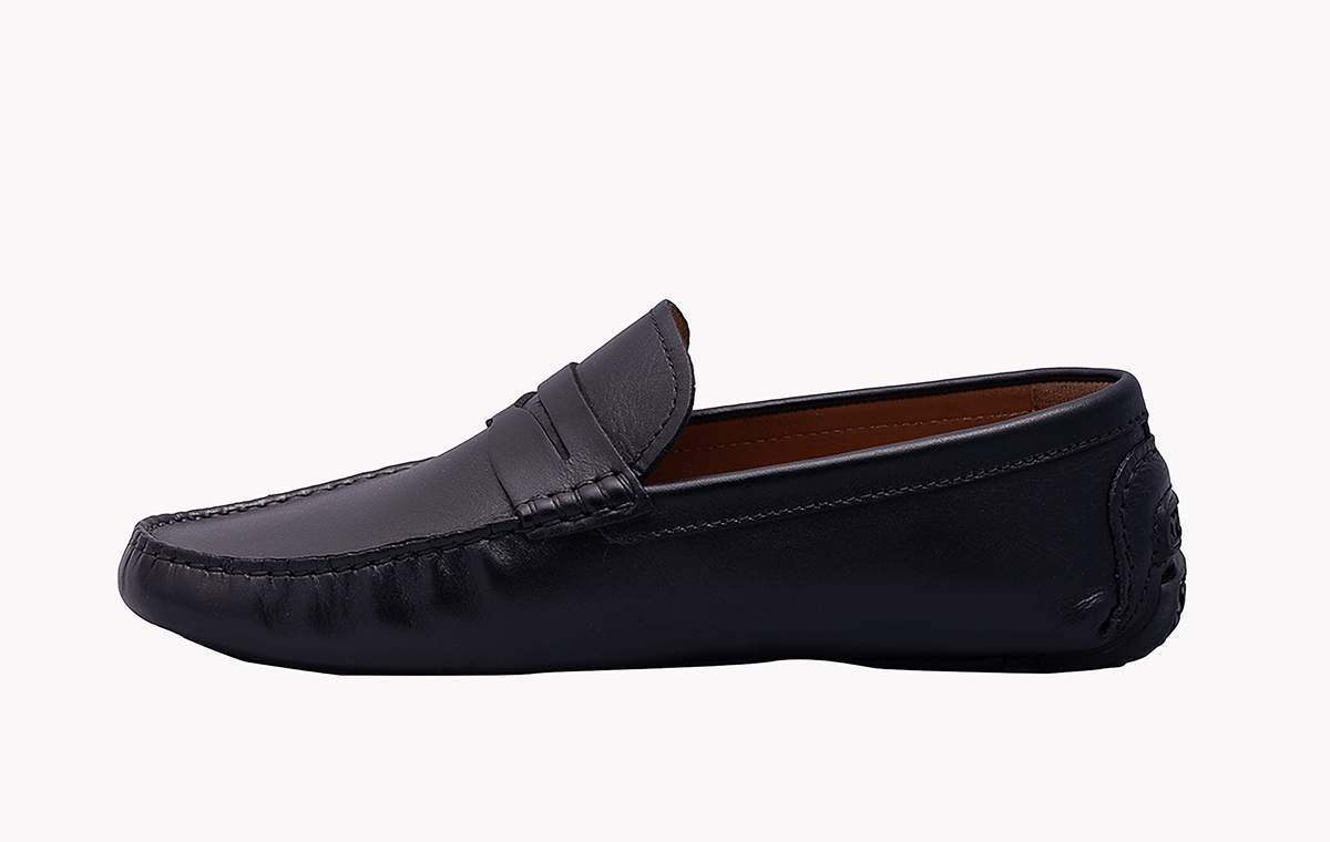 Black Slip-ons PLAIN MOCC - Stylish and Comfortable Men's Footwear at Revup Studio