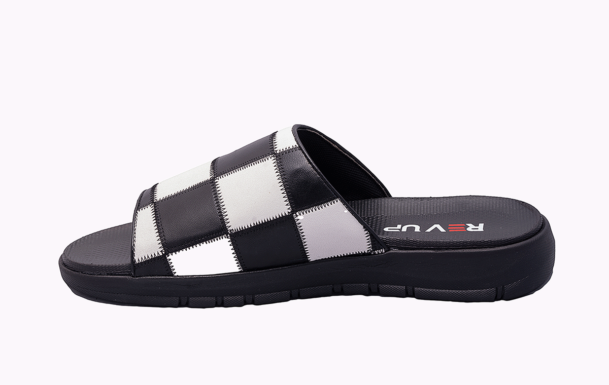 Black and White Patch Cuff Sandals