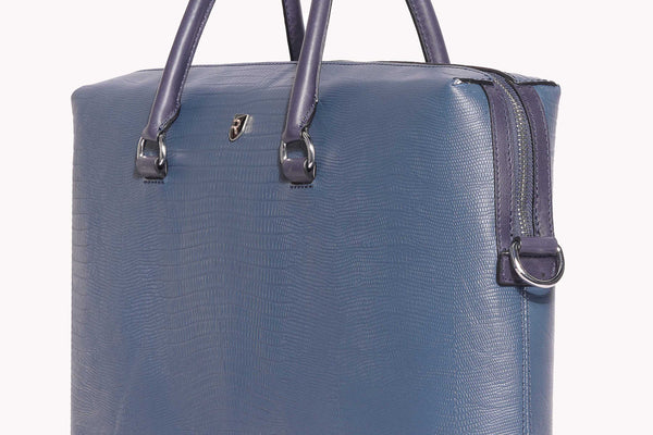 Blue Leather Laptop Bag