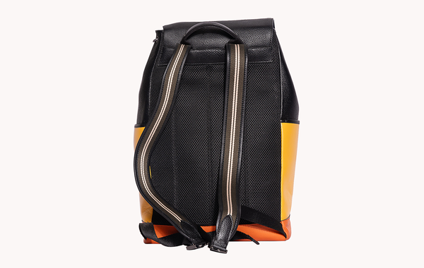 Leather Black & Yellow Backpack - Stylish and Functional Travel Companion at Revup Studio