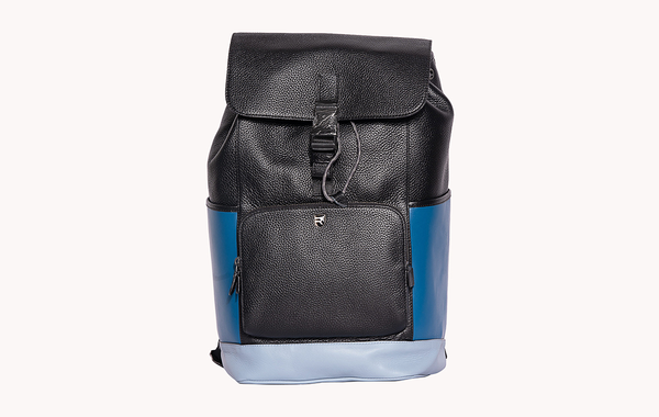Leather Blue & Black Backpack - Stylish Dual-Tone Everyday Companion at Revup Studio
