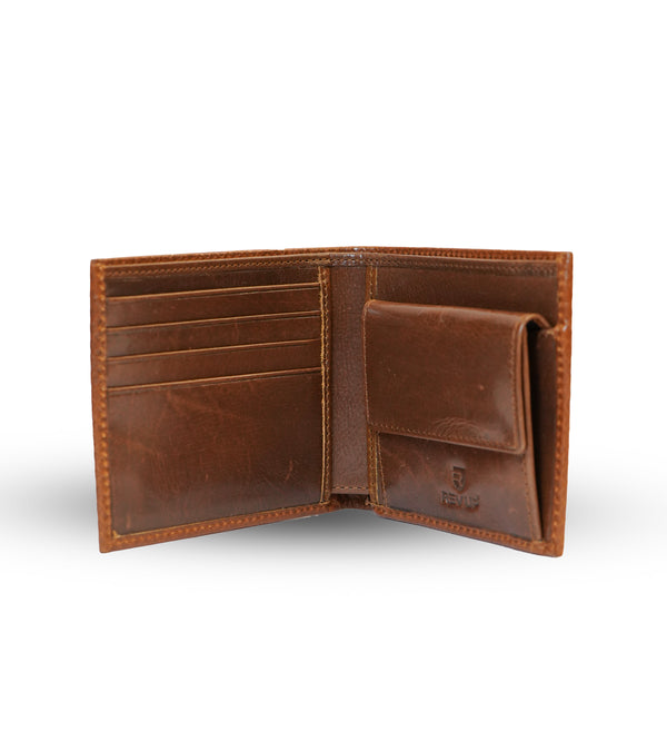 Brown glossy leather men's wallet