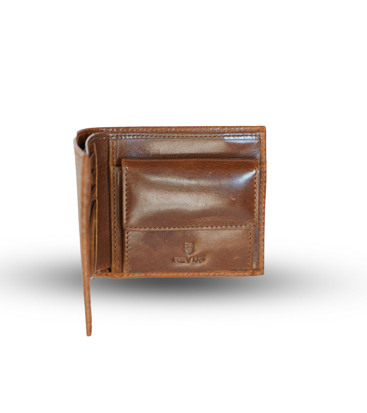 Brown glossy leather men's wallet